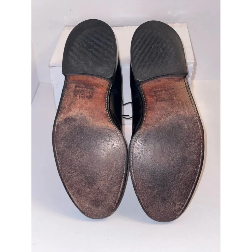 Johnston & Murphy size 9 1/2 Black Leather Melton Cap-Toe Oxford Dress Shoes